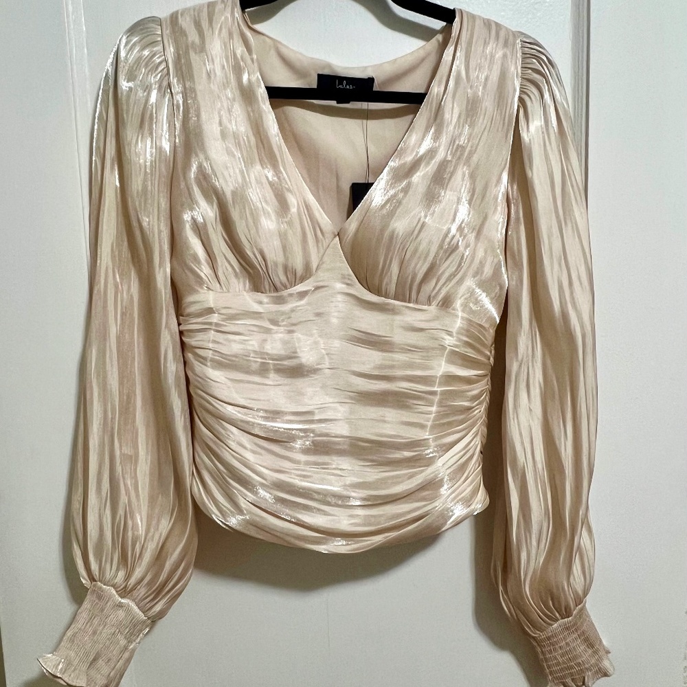 Lulus Metallic Cream Top